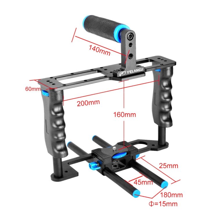 YELANGU YLG0107E-A Protective Cage Handle Stabilizer Top Set for DSLR Camera - Camera Cage by YELANGU | Online Shopping South Africa | PMC TechLife | Buy Now Pay Later Mobicred