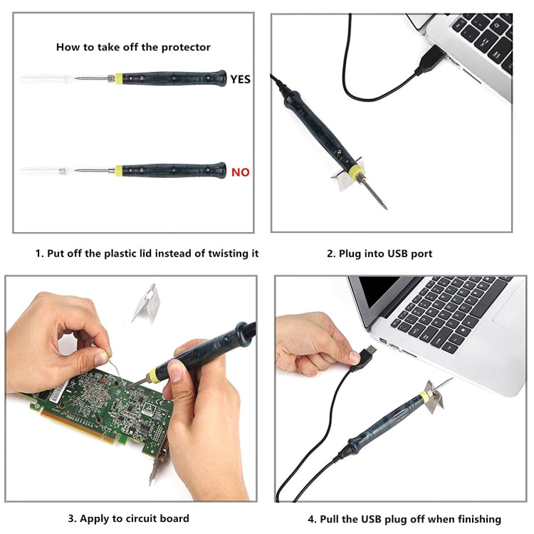 Portable USB Powered Soldering Iron Pen 5V 8W Long Life Tip + Touch Switch Protective Cap Auto Shut Off 25 second - Electric Soldering Iron by PMC Jewellery | Online Shopping South Africa | PMC Jewellery