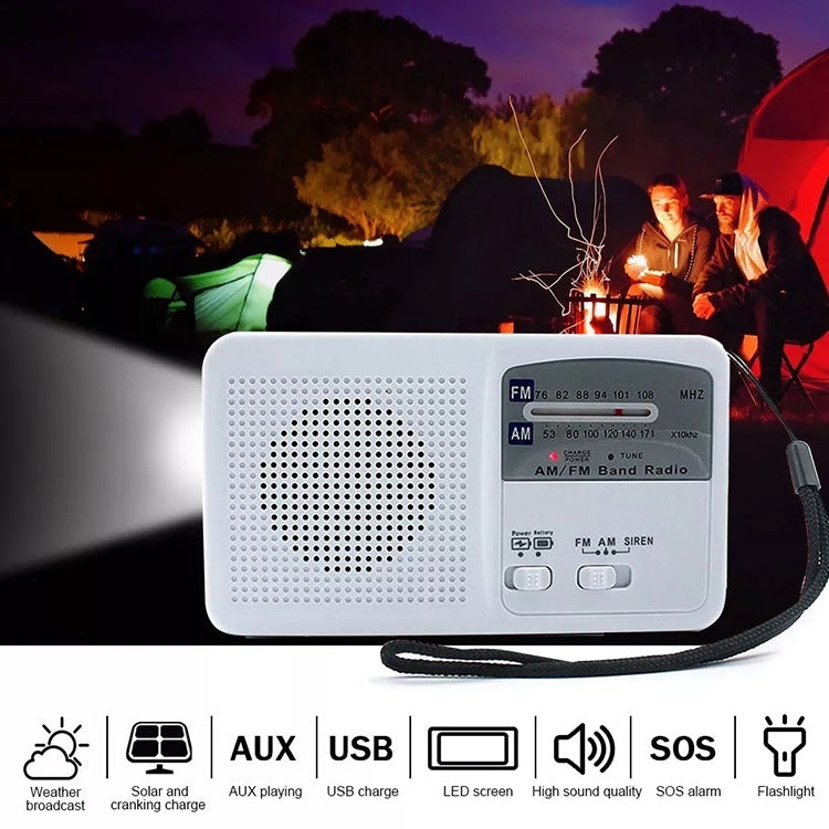 Multi-function Portable Solar / Cranked Dynamo Power LED Flashlight with AM/FM Radio & Mobile Phone Charger - Radio Player by PMC TechLife | Online Shopping South Africa | PMC TechLife