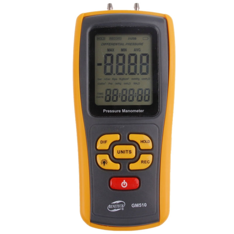 BENETECH GM510 LCD Display Pressure Manometer(Yellow) - free shipping - PMC TechLife - Order now!
