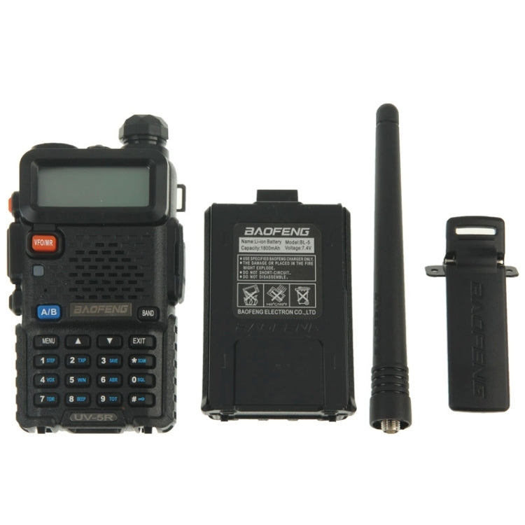BAOFENG UV-5R Professional Dual Band Transceiver FM Two Way Radio Walkie Talkie Transmitter(Black) - Handheld Walkie Talkie by BAOFENG | Online Shopping South Africa | PMC Jewellery
