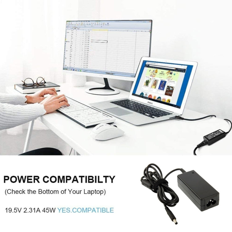 Mini Replacement AC Adapter 19.5V 2.31A 45W for Dell Notebook, Output Tips: 4.5mm x 2.7mm(EU Plug) - For Dell by PMC TechLife | Online Shopping South Africa | PMC TechLife