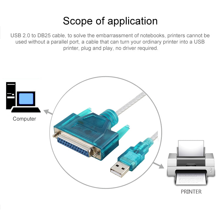 USB 2.0 to DB25 Pin Female Cable, Length: 1.5m - RS485 / RS232 Series by PMC TechLife | Online Shopping South Africa | PMC TechLife