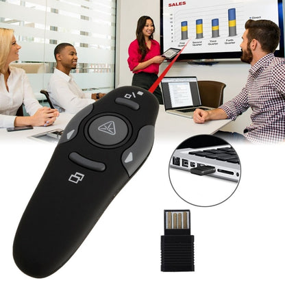 Multimedia Presenter with Laser Pointer & USB Receiver for Projector / PC / Laptop, Control Distance: 15m(Black) -  by PMC Jewellery | Online Shopping South Africa | PMC Jewellery