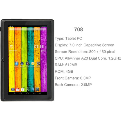 7.0 inch Tablet PC, 512MB+4GB, Android 4.2.2, 360 Degrees Menu Rotation, Allwinner A33 Quad-core, Bluetooth, WiFi(Black) - 7.0-8.0 inch by PMC Jewellery | Online Shopping South Africa | PMC Jewellery