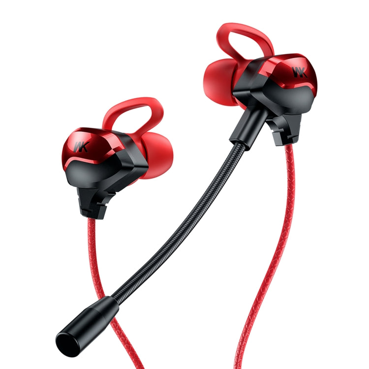 WK ET-Y30 ET Series 3.5mm Elbow In-ear Wired Wire-control Gaming Earphone with Microphone (Red) - Normal Style Earphone by WK | Online Shopping South Africa | PMC Jewellery