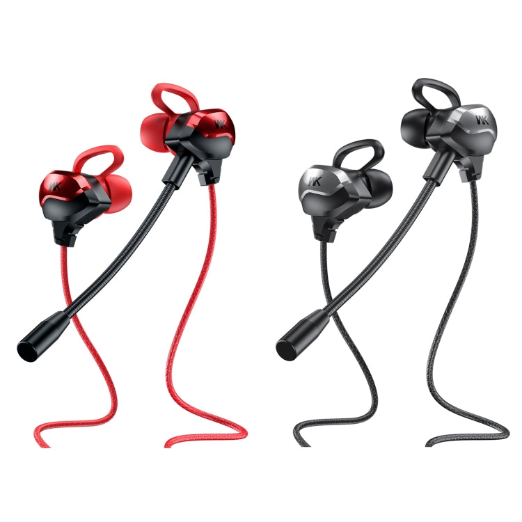 WK ET-Y30 ET Series 3.5mm Elbow In-ear Wired Wire-control Gaming Earphone with Microphone (Red) - Normal Style Earphone by WK | Online Shopping South Africa | PMC Jewellery