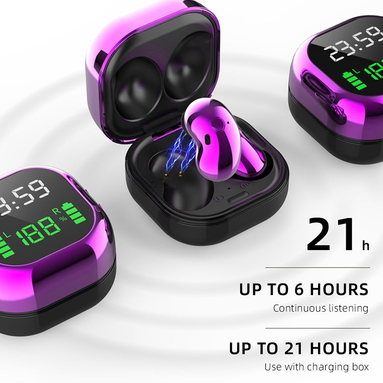 S6 Plus Bluetooth 5.0 TWS Touch Digital Display Mini Clock True Wireless Bluetooth Earphone with Charging Box(Purple) - TWS Earphone by PMC Jewellery | Online Shopping South Africa | PMC Jewellery