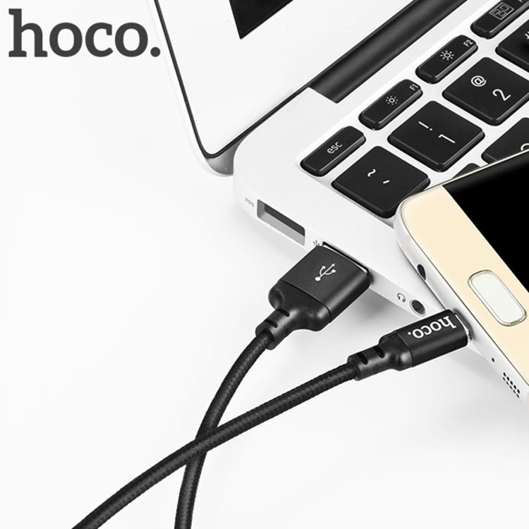 hoco X14 1m Nylon Braided Aluminium Alloy Micro USB to USB Data Sync Charging Cable(Black) - Micro USB Cable by hoco | Online Shopping South Africa | PMC Jewellery