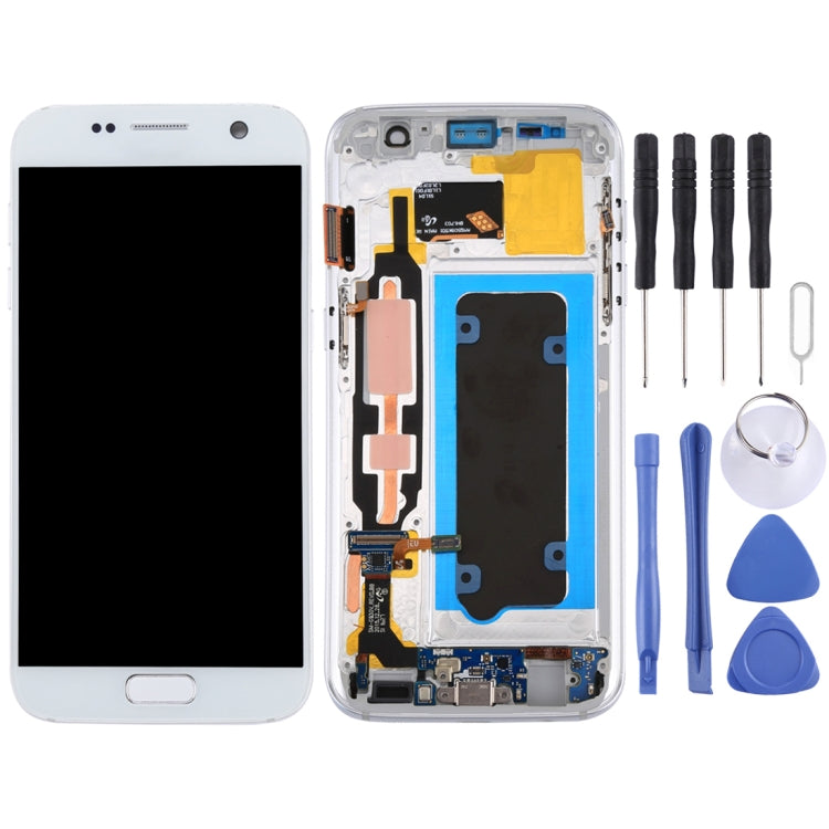 OLED LCD Screen for Galaxy S7 / G930V Digitizer Full Assembly with Frame (White) - LCD Screen by PMC Jewellery | Online Shopping South Africa | PMC Jewellery