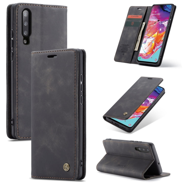 CaseMe-013 Multifunctional Retro Frosted Horizontal Flip Leather Case for Galaxy A70, with Card Slot & Holder & Zipper Wallet & Photo Frame(Black) - Galaxy Phone Cases by CaseMe | Online Shopping South Africa | PMC Jewellery | Buy Now Pay Later Mobicred