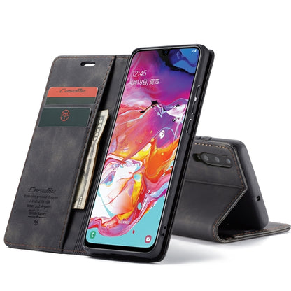 CaseMe-013 Multifunctional Retro Frosted Horizontal Flip Leather Case for Galaxy A70, with Card Slot & Holder & Zipper Wallet & Photo Frame(Black) - Galaxy Phone Cases by CaseMe | Online Shopping South Africa | PMC Jewellery | Buy Now Pay Later Mobicred