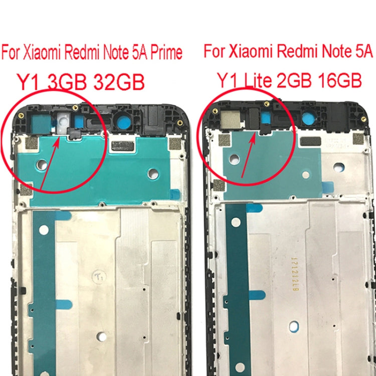 Front Housing LCD Frame Bezel for Xiaomi Redmi Note 5A Prime / Y1(White) - Frame Bezel Plate by PMC TechLife | Online Shopping South Africa | PMC TechLife