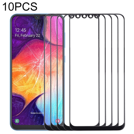 For Samsung Galaxy A50 / A30 / M30 / A4S 10pcs Front Screen Outer Glass Lens (Black) - Outer Glass Lens by PMC Jewellery | Online Shopping South Africa | PMC Jewellery