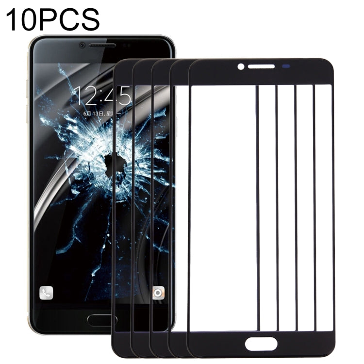 For Samsung Galaxy C5 10pcs Front Screen Outer Glass Lens (Black) - Outer Glass Lens by PMC Jewellery | Online Shopping South Africa | PMC Jewellery