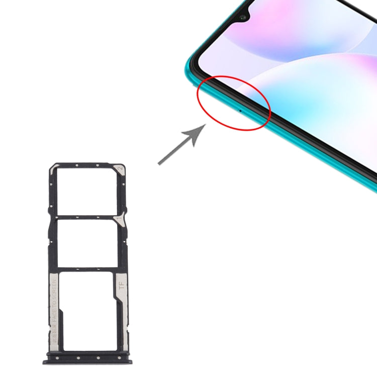 SIM Card Tray + SIM Card Tray + Micro SD Card Tray for Xiaomi Redmi 9A/Redmi 9C(Black) - Card Tray by PMC TechLife | Online Shopping South Africa | PMC TechLife | Buy Now Pay Later Mobicred