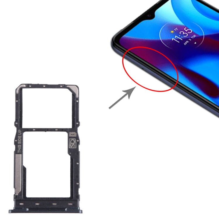 For Motorola Moto G Pure SIM Card Tray + Micro SD Card Tray (Black) - Card Socket by PMC TechLife | Online Shopping South Africa | PMC TechLife