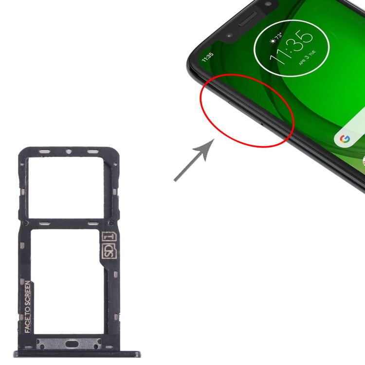 For Motorola Moto G7 Power SIM Card Tray + Micro SD Card Tray (Black) - Card Socket by PMC TechLife | Online Shopping South Africa | PMC TechLife
