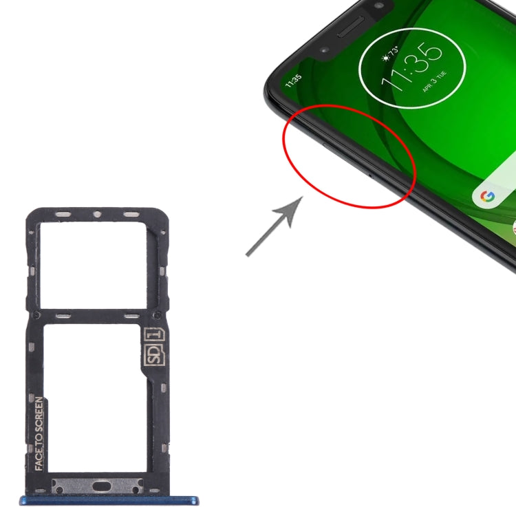 For Motorola Moto G7 Power SIM Card Tray + Micro SD Card Tray (Blue) - Card Socket by PMC TechLife | Online Shopping South Africa | PMC TechLife