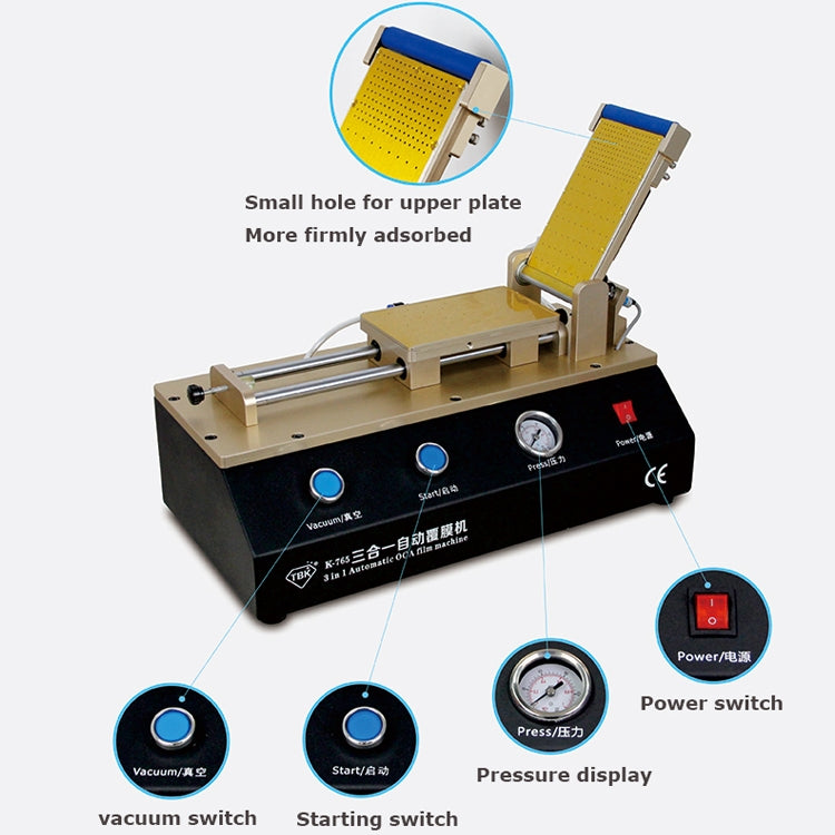 TBK-765 3 in1 Automatic OCA Laminating Machine LCD Touch Screen Air Compressor Machine Built-in Vacuum Pump - free shipping - PMC TechLife - Order now!
