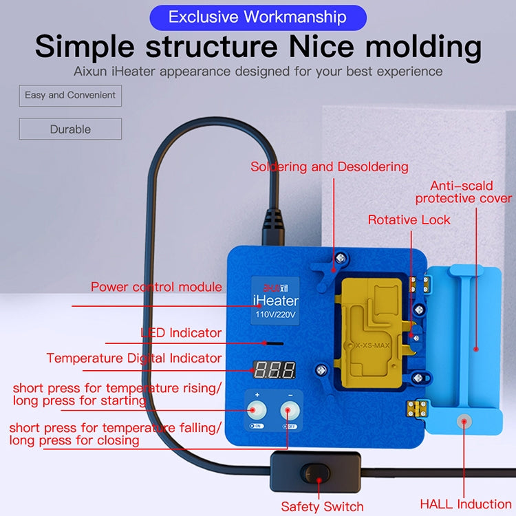 AIXUN iHeater Double Layers Board Pre-heating Soldering Rework Station, CN Plug - Repair Platform by PMC TechLife | Online Shopping South Africa | PMC TechLife