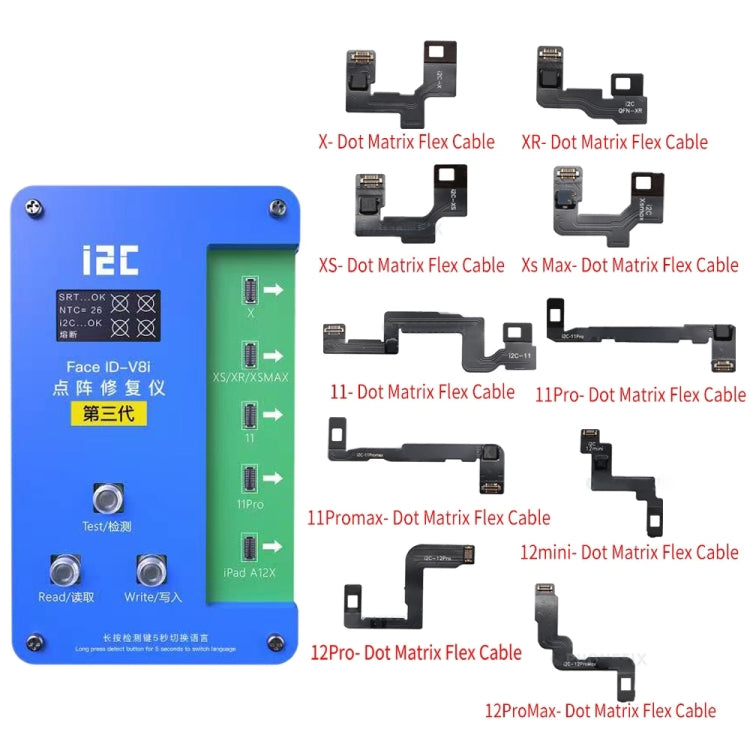 i2C IFace-V8i 3rd Face ID Dot Matrix Projection Repair Programmer With Flex Cable For iPhone X-12 Pro max - free shipping - PMC TechLife - Order now!