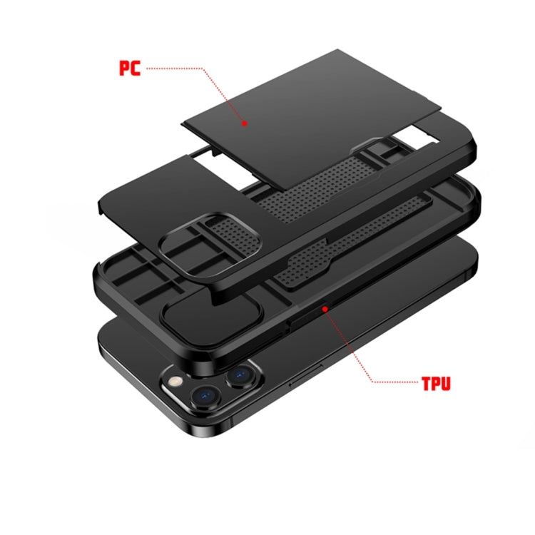 For iPhone 12 / 12 Pro Shockproof Rugged Armor Protective Case with Card Slot(Dark Blue) - free shipping - PMC TechLife - Order now!