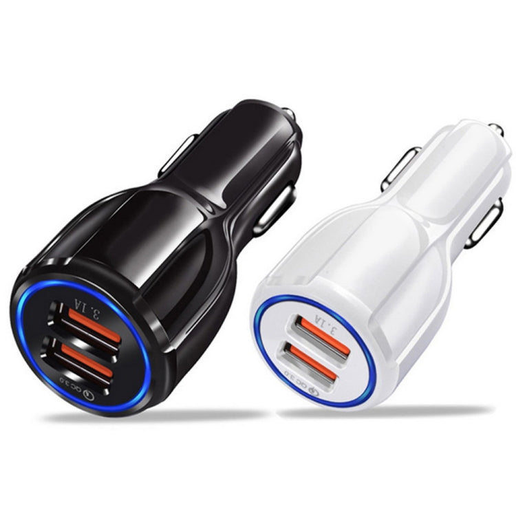 Qc3.0 Dual USB Car Charger + Micro USB Fast Charging Cable Car Charging Kit(Black) - Car Charger by PMC Jewellery | Online Shopping South Africa | PMC Jewellery