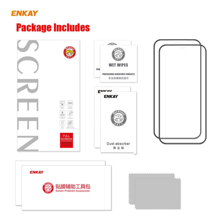 For iPhone 12 Pro Max 2pcs ENKAY Hat-Prince Anti-drop Full Glue Tempered Glass Full Screen Film Anti-fall Protector - iPhone 12 Pro Max Tempered Glass by ENKAY | Online Shopping South Africa | PMC Jewellery | Buy Now Pay Later Mobicred