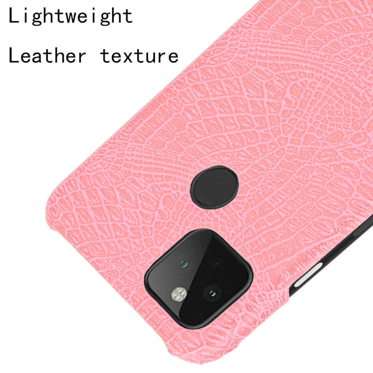 For Google Pixel 5 Shockproof Crocodile Texture PC + PU Case(Pink) - Google Cases by PMC TechLife | Online Shopping South Africa | PMC TechLife | Buy Now Pay Later Mobicred