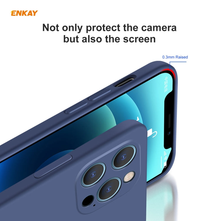 For iPhone 12 Pro Hat-Prince ENKAY ENK-PC069 Liquid Silicone Straight Edge Shockproof Protective Case(Navy Blue) - iPhone 12 / 12 Pro Cases by ENKAY | Online Shopping South Africa | PMC TechLife | Buy Now Pay Later Mobicred