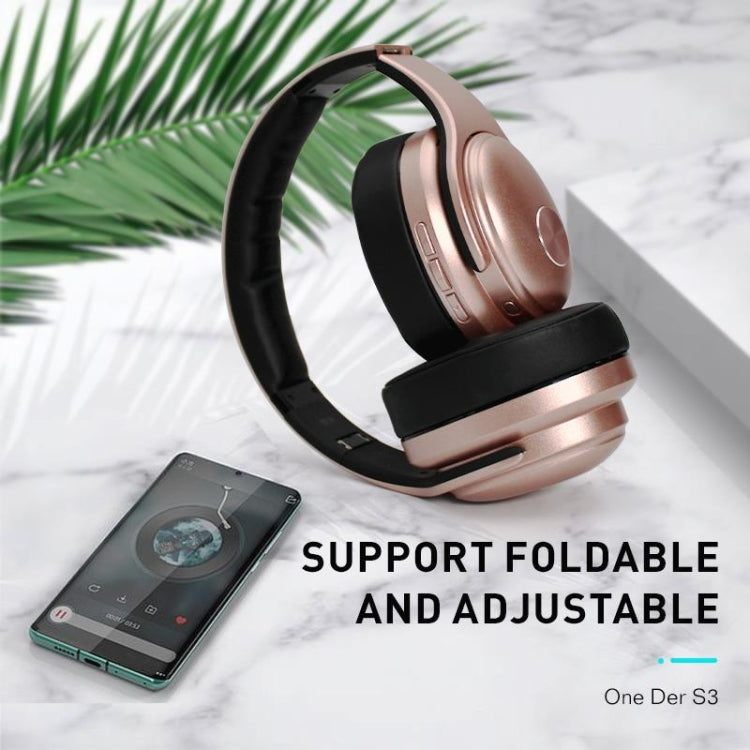 OneDer S3 2 in1 Headphone & Speaker Portable Wireless Bluetooth Headphone Noise Cancelling Over Ear Stereo(Rose Gold) - Headset & Headphone by OneDer | Online Shopping South Africa | PMC Jewellery