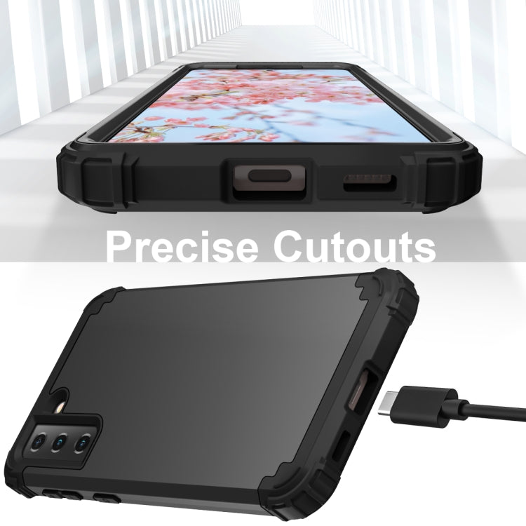 For Samsung Galaxy S21  5G PC+ Silicone Three-piece Anti-drop Mobile Phone Protective Back Cover(Black) - free shipping - PMC TechLife - Order now!