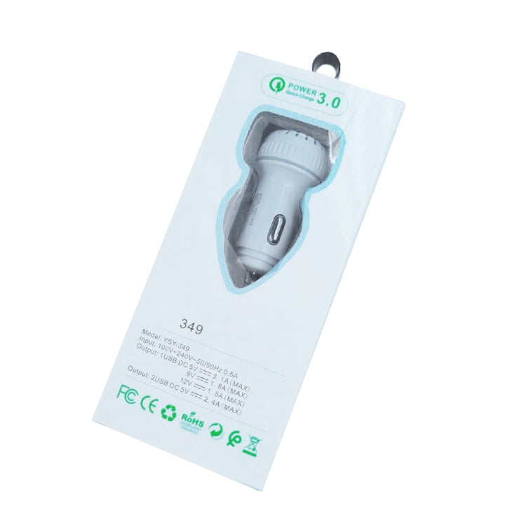 YSY-349 QC3.0 Dual USB Port Car Charger + 1m 3A USB to Micro USB Data Cable(Black) - Car Charger by PMC TechLife | Online Shopping South Africa | PMC TechLife