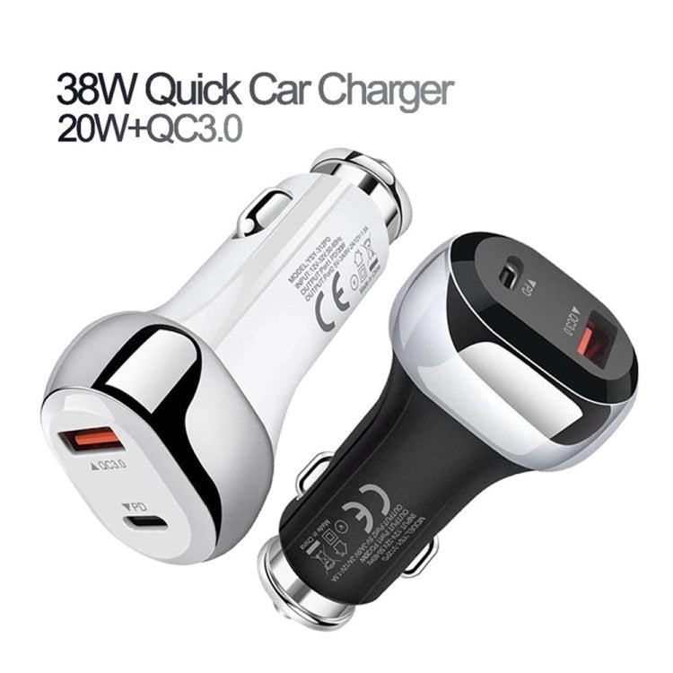 YSY-312PD QC3.0 18W USB + PD 20W USB-C / Type-C Car Charger with Type-C to 8 Pin Data Cable(Black) - Car Charger by PMC TechLife | Online Shopping South Africa | PMC TechLife