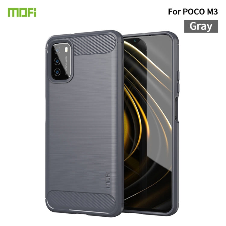 For Xiaomi Poco M3 / Redmi 9T MOFI Gentleness Series Brushed Texture Carbon Fiber Soft TPU Case(Grey) - Xiaomi Cases by MOFI | Online Shopping South Africa | PMC Jewellery | Buy Now Pay Later Mobicred