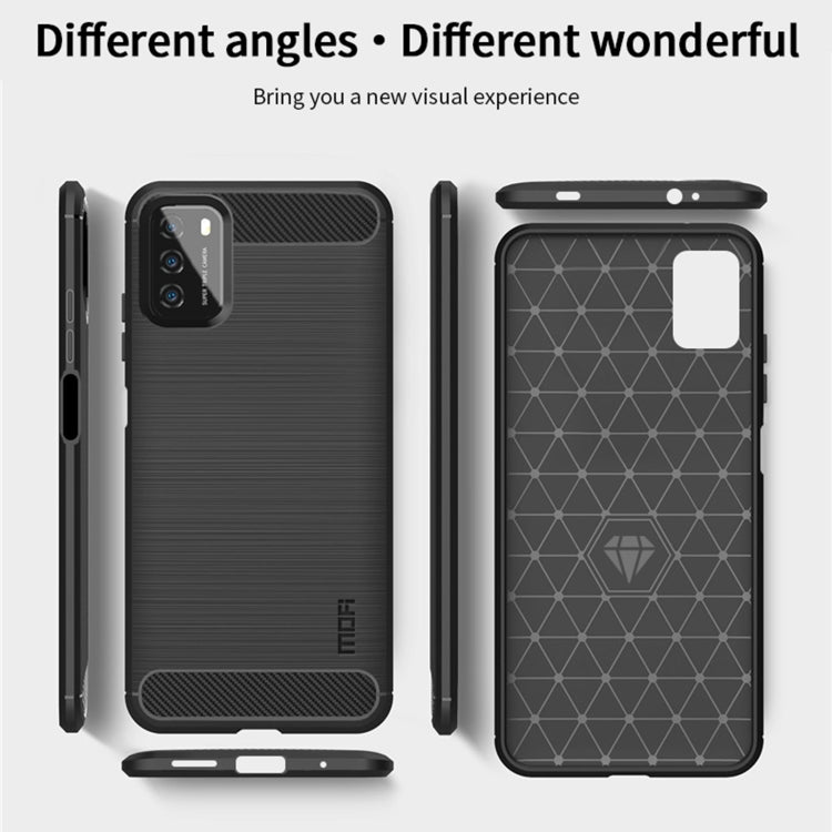 For Xiaomi Poco M3 / Redmi 9T MOFI Gentleness Series Brushed Texture Carbon Fiber Soft TPU Case(Grey) - Xiaomi Cases by MOFI | Online Shopping South Africa | PMC Jewellery | Buy Now Pay Later Mobicred