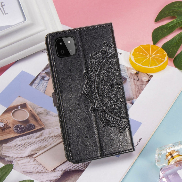 For Samsung Galaxy A22 5G Mandala Embossing Pattern Horizontal Flip Leather Case with Holder & Card Slots & Wallet & Lanyard(Black) - Galaxy Phone Cases by PMC TechLife | Online Shopping South Africa | PMC TechLife | Buy Now Pay Later Mobicred