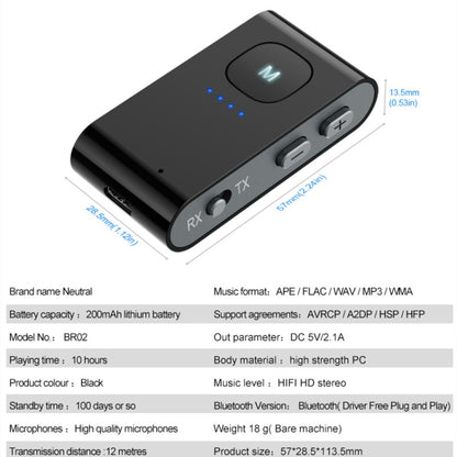 BR02 Bluetooth 5.0 Receive and transmit 2-in-1 PC TV Bluetooth audio adapter with battery display - Audio Receiver Transmitter by PMC Jewellery | Online Shopping South Africa | PMC Jewellery