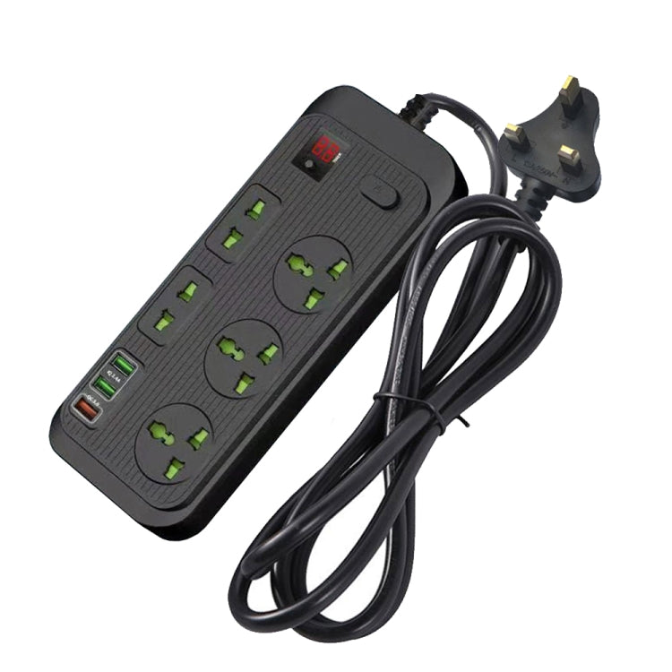 T17 3000W High-power 24-hour Smart Timing Socket QC3.0 USB Fast Charging Power Strip Socket , Cable Length: 2m, UK Plug(Black) - USB Receptacles by PMC Jewellery | Online Shopping South Africa | PMC Jewellery