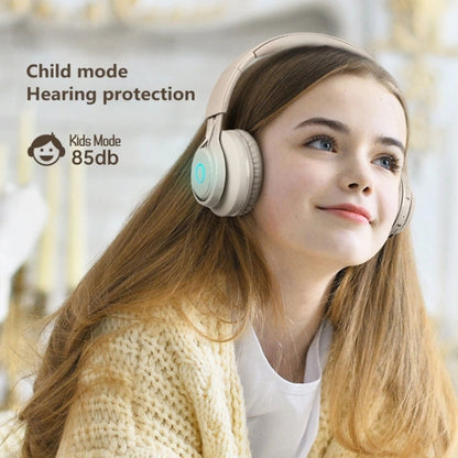 BT06C Cute Wireless Bluetooth 5.0 Headset for Children with Microphone LED Light Suppport Aux-in(Apricot) - Headset & Headphone by PMC Jewellery | Online Shopping South Africa | PMC Jewellery