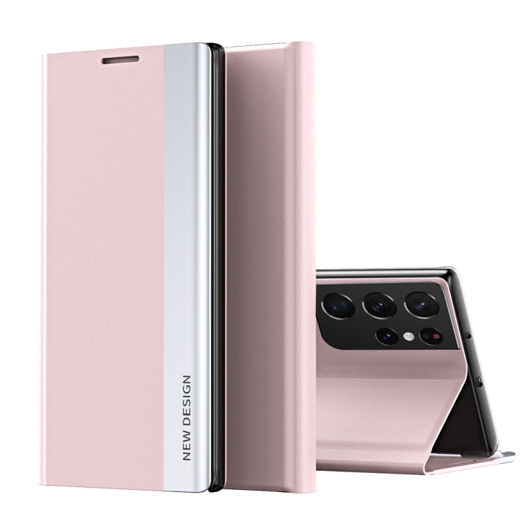 For Samsung Galaxy S20 Ultra Side Electroplated Magnetic Ultra-Thin Horizontal Flip Leather Case with Holder(Pink) - Galaxy Phone Cases by PMC TechLife | Online Shopping South Africa | PMC TechLife | Buy Now Pay Later Mobicred