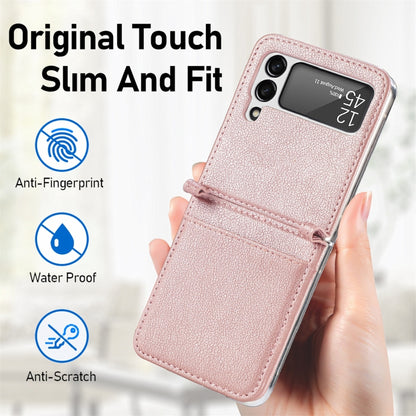 For Samsung Galaxy Z Flip3 5G Litchi Pattern Folding Leather Shockproof Card All-inclusive Case(Pink) - Galaxy Phone Cases by PMC Jewellery | Online Shopping South Africa | PMC Jewellery