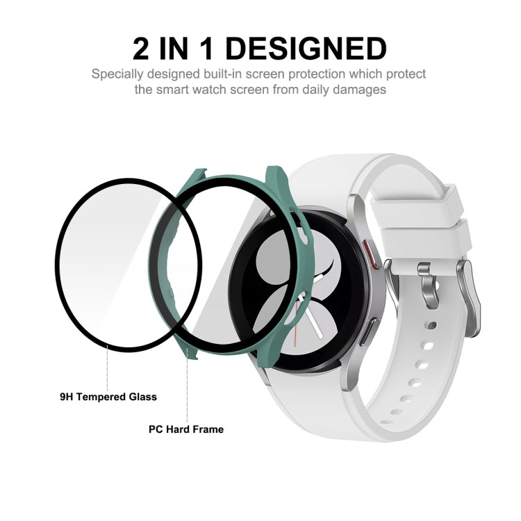 ENKAY Hat-Prince Full Coverage PC Frame + Tempered Glass Protector Composite Case for Samsung Galaxy Watch4 40mm(White) - Watch Cases by ENKAY | Online Shopping South Africa | PMC TechLife | Buy Now Pay Later Mobicred