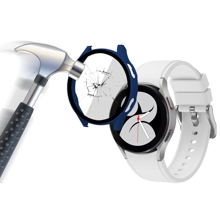ENKAY Hat-Prince Full Coverage PC Frame + Tempered Glass Protector Composite Case for Samsung Galaxy Watch4 44mm(Dark Blue) - Watch Cases by ENKAY | Online Shopping South Africa | PMC TechLife | Buy Now Pay Later Mobicred