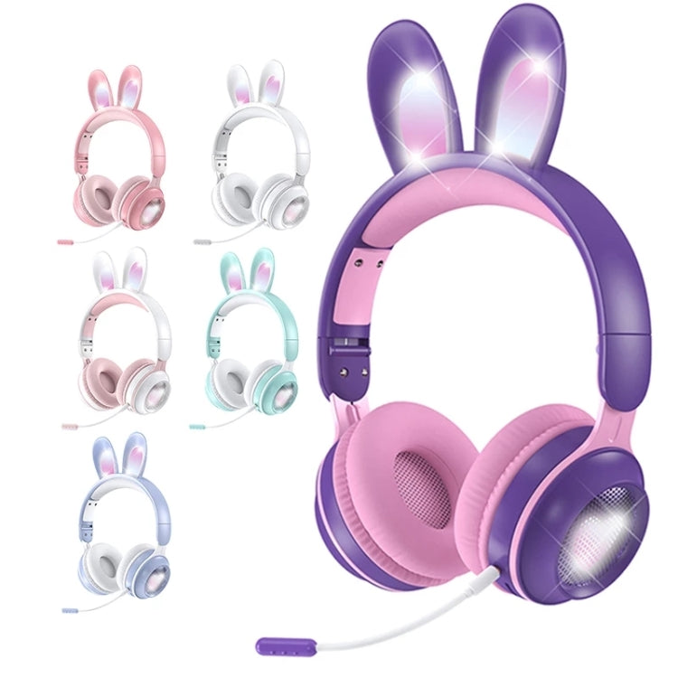 KE-01 Rabbit Ear Wireless Bluetooth 5.0 Stereo Music Foldable Headset with Mic For PC(White Pink) - Headset & Headphone by PMC Jewellery | Online Shopping South Africa | PMC Jewellery