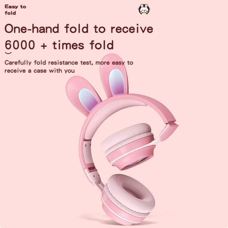 KE-01 Rabbit Ear Wireless Bluetooth 5.0 Stereo Music Foldable Headset with Mic For PC(White Pink) - Headset & Headphone by PMC TechLife | Online Shopping South Africa | PMC TechLife
