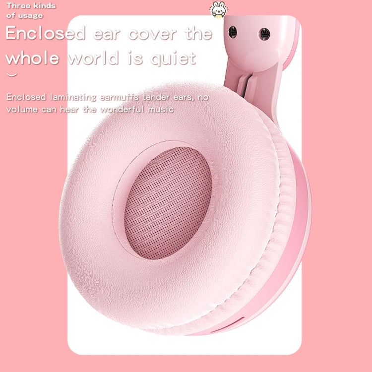 KE-01 Rabbit Ear Wireless Bluetooth 5.0 Stereo Music Foldable Headset with Mic For PC(White Pink) - Headset & Headphone by PMC TechLife | Online Shopping South Africa | PMC TechLife