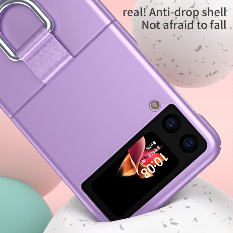 For Samsung Galaxy Z Flip3 5G Skin Feel Folding Phone Case with Drawstring Key Chain(Purple) - Galaxy Phone Cases by PMC Jewellery | Online Shopping South Africa | PMC Jewellery