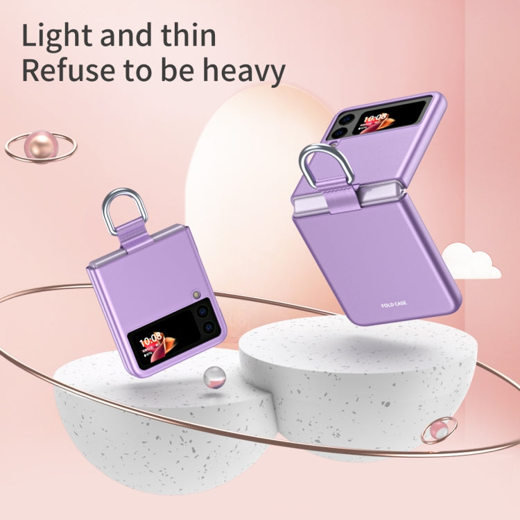 For Samsung Galaxy Z Flip3 5G Skin Feel Folding Phone Case with Drawstring Key Chain(Rose Gold) - Galaxy Phone Cases by PMC TechLife | Online Shopping South Africa | PMC TechLife